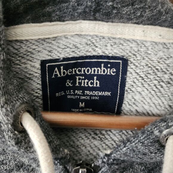 Abercrombie Fitch Hoodie Jacket Mens Medium Full Zip Patch Logo Spell Out Hooded - Picture 4 of 9